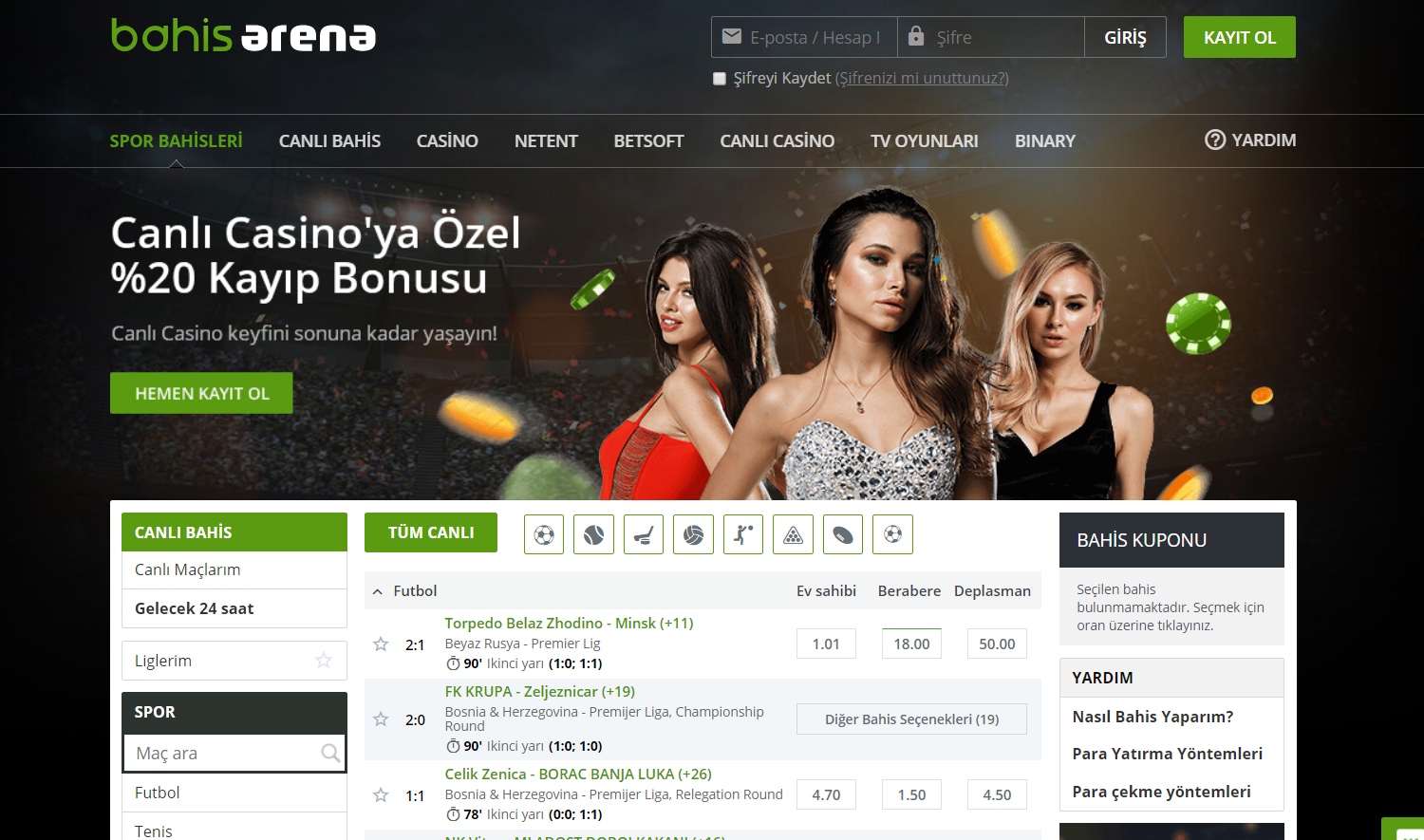 Bahis Arena İlk Üyelik Bonusu